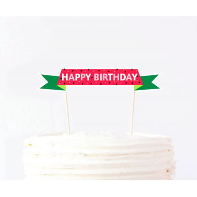 Топпер на торт "Арбузная вечеринка" Happy birthday
